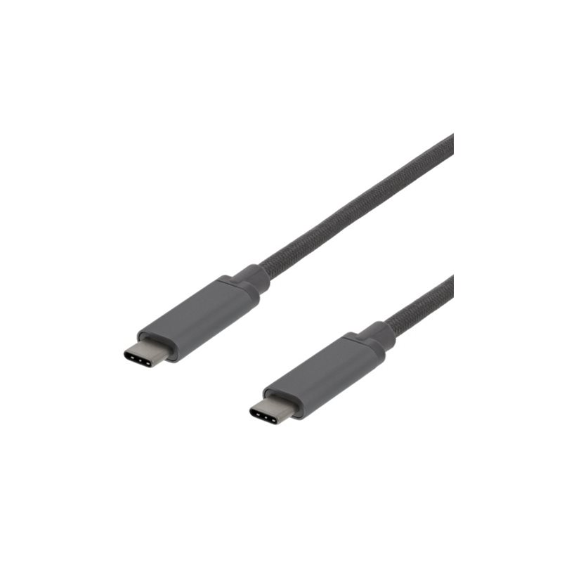 Deltaco 3.1 Gen2 USB-C -kaapeli, PD3.0 3A 60W, 0,5m, harmaa