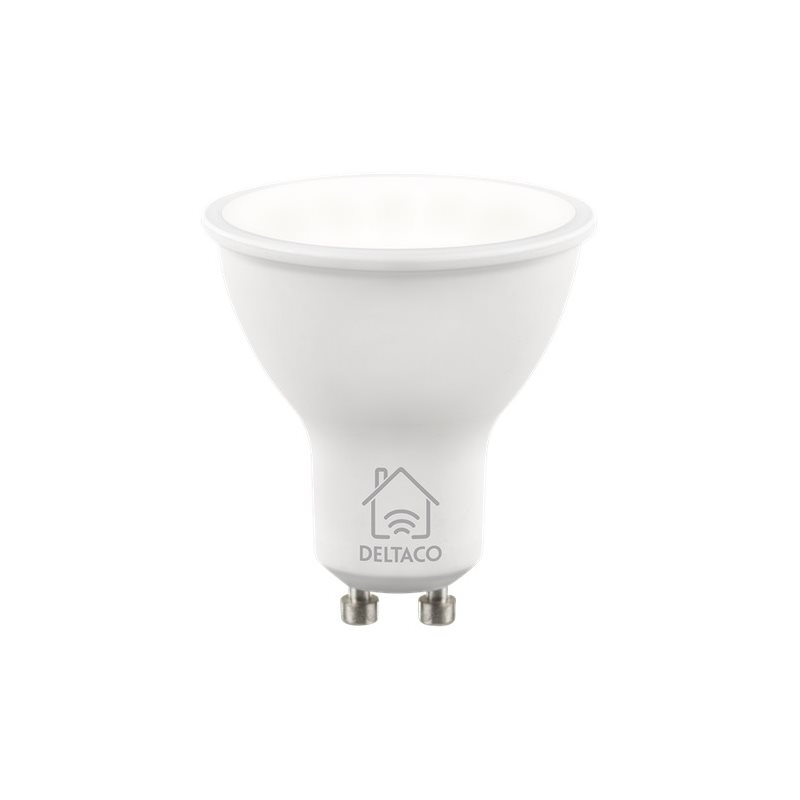 Deltaco Smart Home LED-lamppu, GU10, WiFi, 5W, himmennettävissä, valkoinen (Poistotuote! Norm. 13,80€)