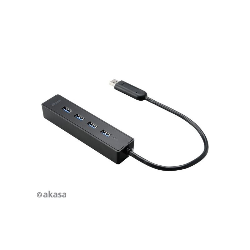 Akasa 3.0 USB-A -hubi, 4-porttinen, musta