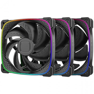 Geometric Future Squama 2503B, 120mm PWM-laitetuuletinsarja, 3 kpl, musta