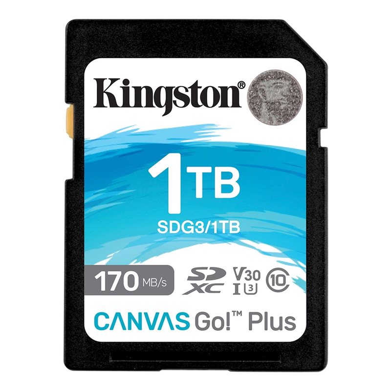 Kingston 1TB Canvas Go! Plus, SDXC -muistikortti, UHS-I V30 U3, 170/90 MB/s