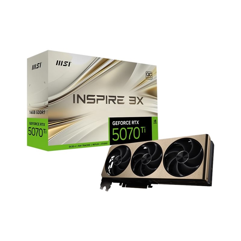 MSI GeForce RTX 5070 Ti INSPIRE 3X OC PLUS -näytönohjain, 16GB GDDR7