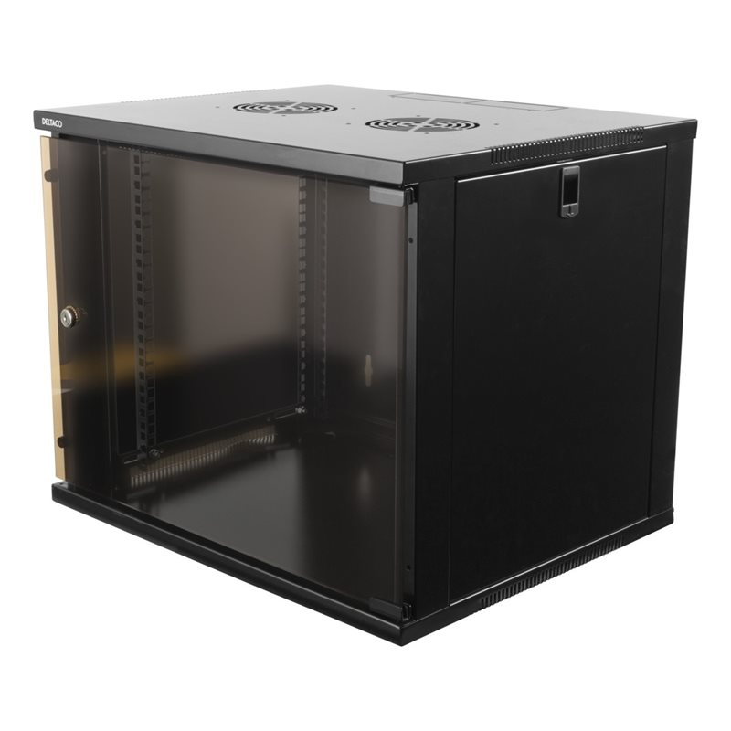 Deltaco (Outlet) 19" räkkikaappi, 9U, 540x450mm, lattia/seinämalli, musta