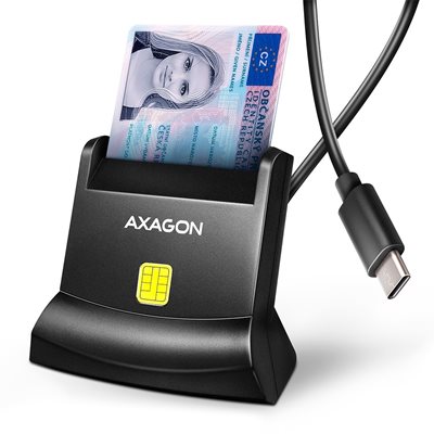 AXAGON Älykortinlukija StandReader, USB-C, 1,2m, musta