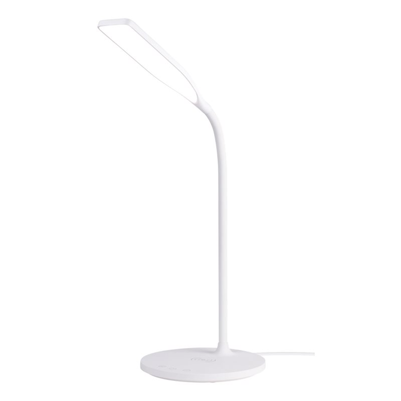 Deltaco LED-pöytävalaisin, langattomalla 15 W Qi-pikalatauksella, valkoinen