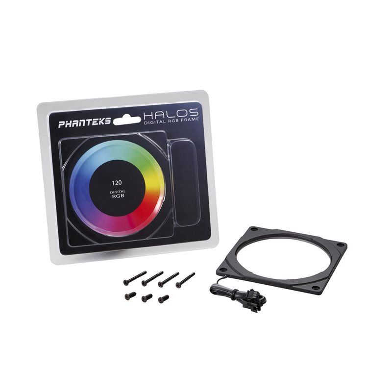 Phanteks Halos Digital RGB Fan Frames, LED-valaistu tuuletinrunko, 120mm, musta