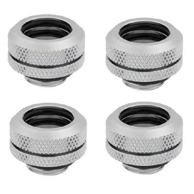 Corsair Hydro X Series XF Hardline 14mm Fitting Four Pack - Chrome -putkiliitinsarja, 4 kpl, kromi
