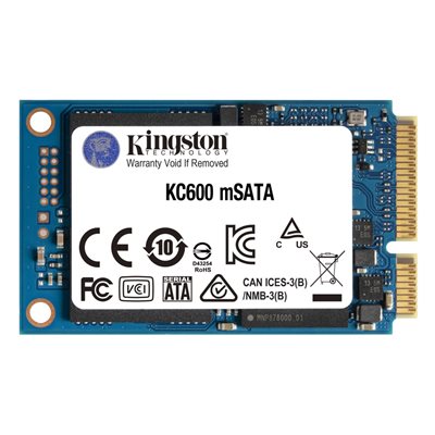 Kingston 256GB KC600, mSATA SSD-levy SATA III, 3D TLC, 550/500 MB/s
