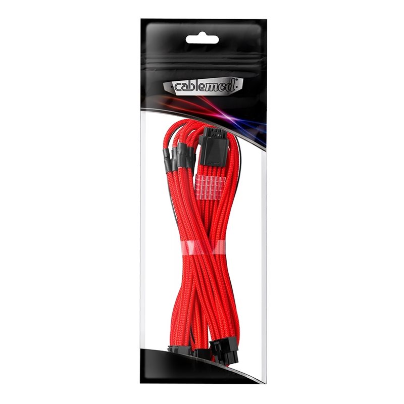 CableMod C-Series Pro ModMesh Sleeved 12VHPWR PCI-e Cable for Corsair (Red, 16-pin to Triple 8-pin, 600mm)