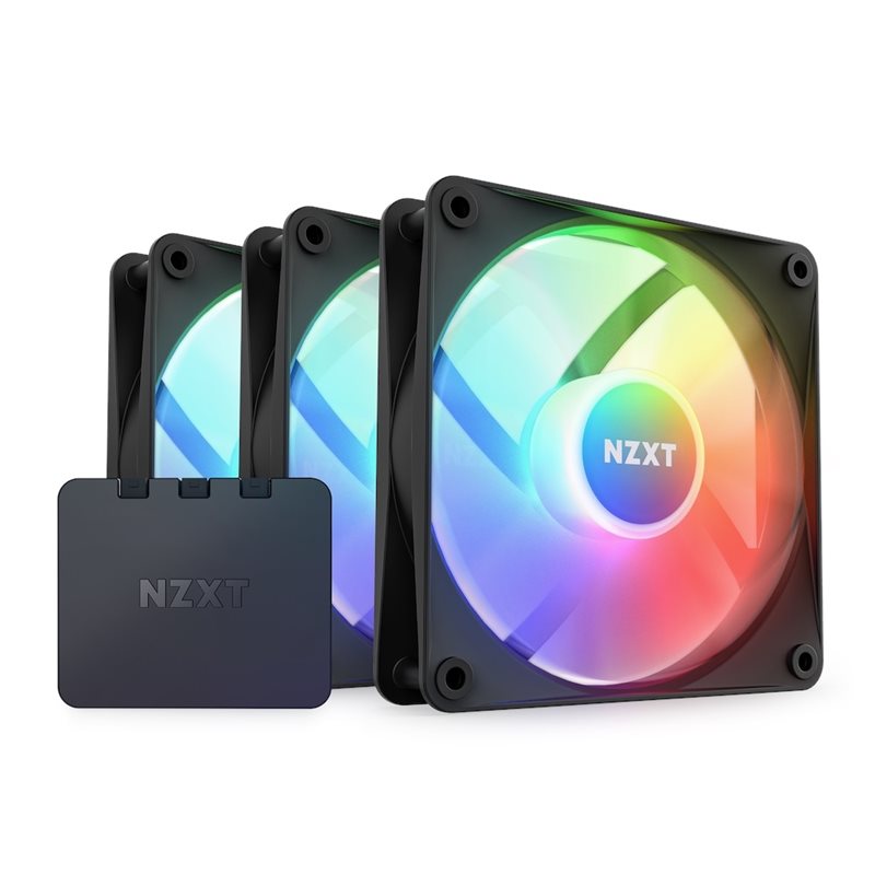 NZXT F120 RGB Core - Triple Pack, 120mm PWM-laitetuuletinsarja + RGB-kontrolleri, musta