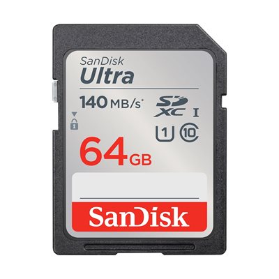 Sandisk 64GB Ultra, SDXC -muistikortti, UHS-I U1, 140 MB/s