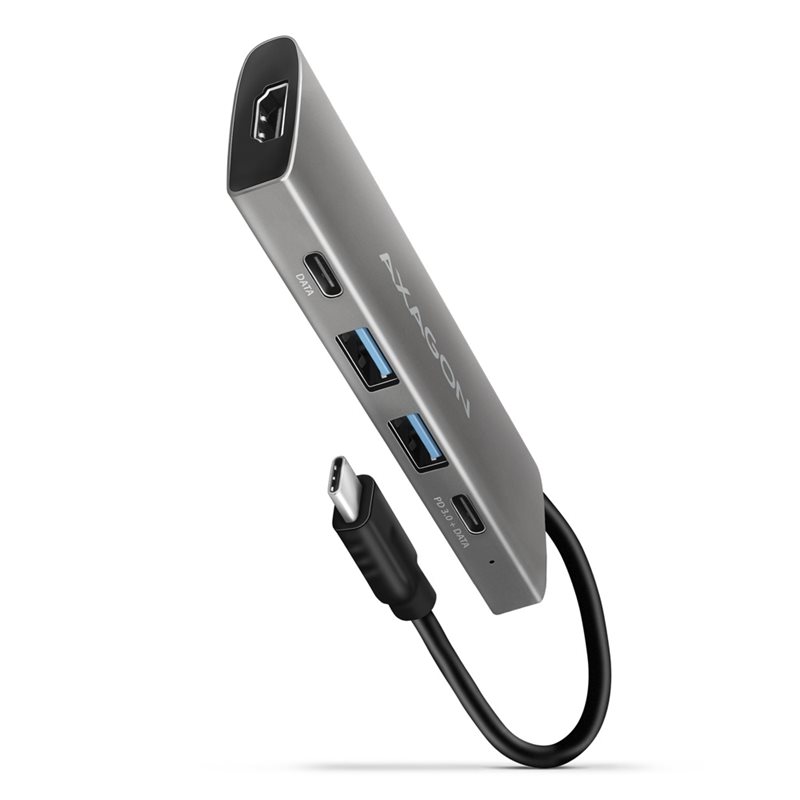 AXAGON 3.2 Gen2 USB-C 5-in-1 -telakka, hopea