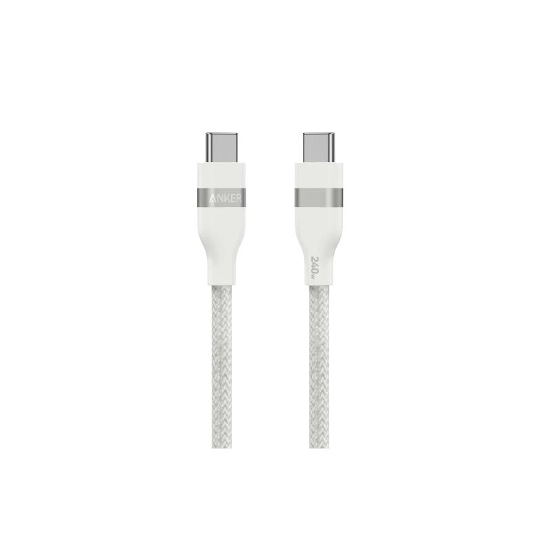 Anker 2.0 USB-C -kaapeli, PD3.1 240W, punottu, 1,8m, valkoinen