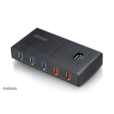 Akasa (Outlet) Elite 7EX, 7-porttinen USB 3.0 -hubi, musta (Poistotuote!)