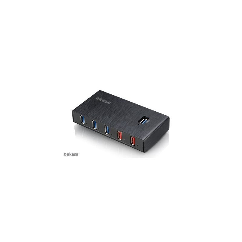 Akasa (Outlet) Elite 7EX, 7-porttinen USB 3.0 -hubi, musta (Poistotuote!)