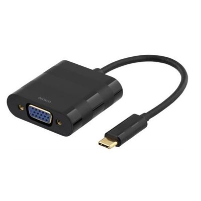 Deltaco USB-C -> VGA -adapteri, musta