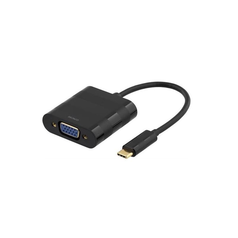 Deltaco USB 3.1 -adapteri, Type-C uros -> VGA naaras (Poistotuote! Norm. 19,90€)