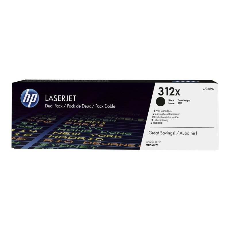HP 312X LaserJet, Laserväri, Musta, 2-pack