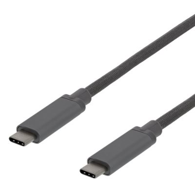 Deltaco 3.2 Gen2 USB-C -kaapeli, 10 Gbps, PD3.0 60W, 1m, harmaa