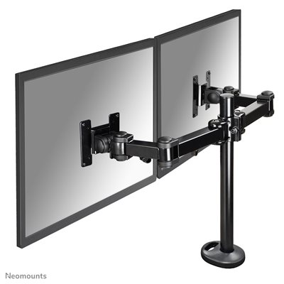 Neomounts 10-27" x2 Monitor Desk Mount, näyttövarsi pöydälle kahdelle näytölle, musta