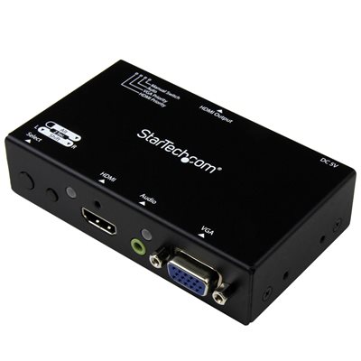 StarTech.com 2x1 HDMI + VGA to HDMI Converter Switch w/ Automatic and Priority Switching – 1080p