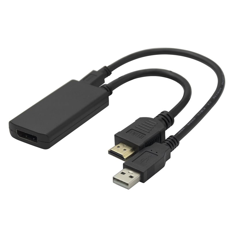 Deltaco HDMI - DisplayPort 1.2 -adapteri, micro-USB lisävirralla, musta