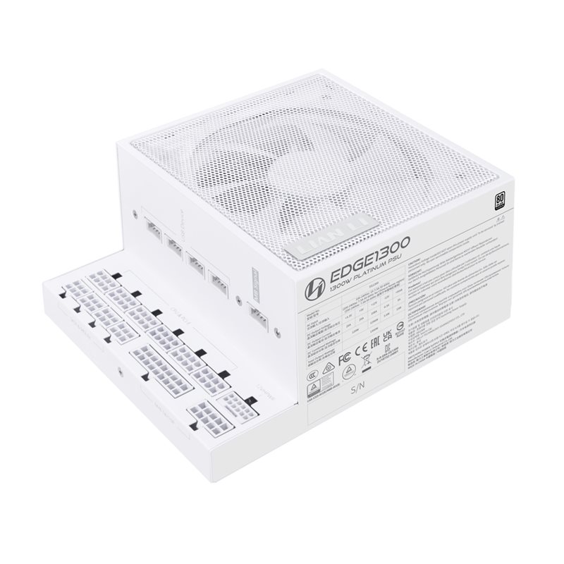 Lian Li 1300W EDGE 1300 White, ATX-virtalähde, 80 Plus Platinum, valkoinen