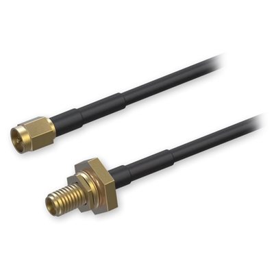 Teltonika SMA Cable Extension, SMA naaras - SMA uros, 2m, musta