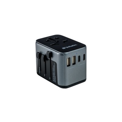 Verbatim Universaali matkasovitin, 3x USB-C PD 30+15+15W, 2x USB-A QC3 18+12W, musta