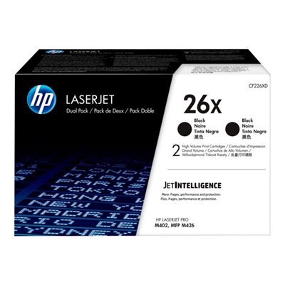 HP 26X, tuottoisa laserväriainekasetti, 2 kpl, musta, jopa 9000 sivua