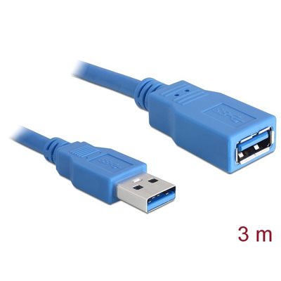 DeLock 3.2 Gen1 USB-A -jatkokaapeli, uros-naaras, 3m, sininen