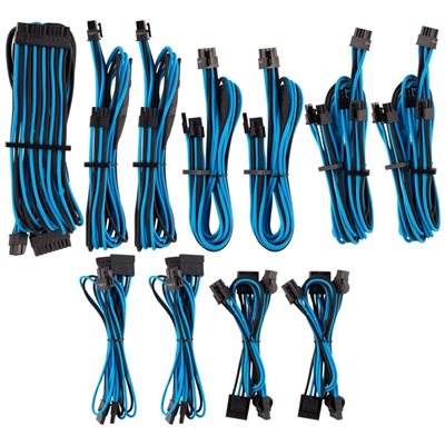 Corsair Premium Individually Sleeved PSU Cables Pro Kit -kaapelisarja, sininen/musta