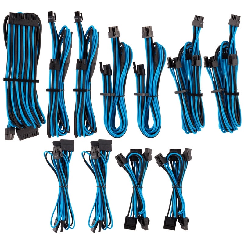 Corsair Premium Individually Sleeved PSU Cables Pro Kit -kaapelisarja, sininen/musta