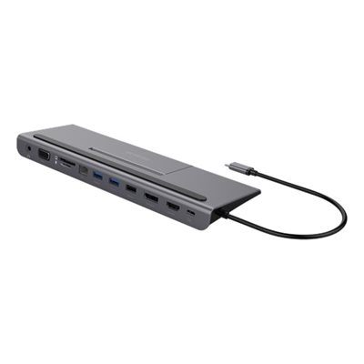 Deltaco 3.2 Gen1 USB-C 11-in-1 -telakka, harmaa