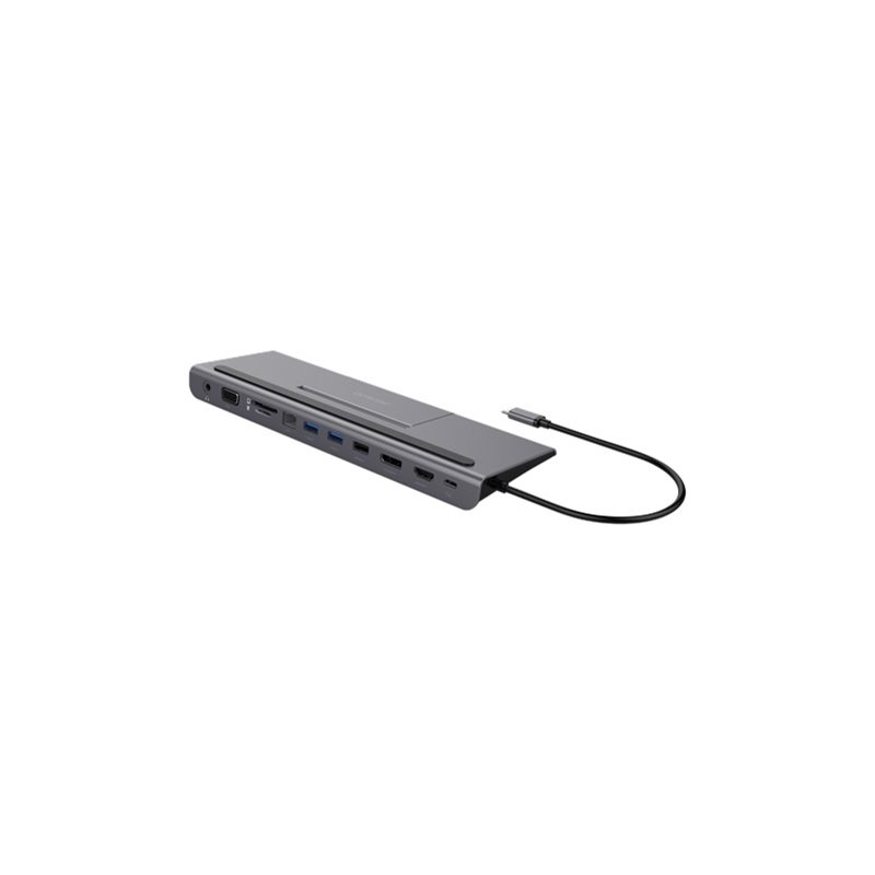 Deltaco USB-C -telakka,  VGA/DP/HDMI/SD/RJ45/3.5, PD3.0 85W