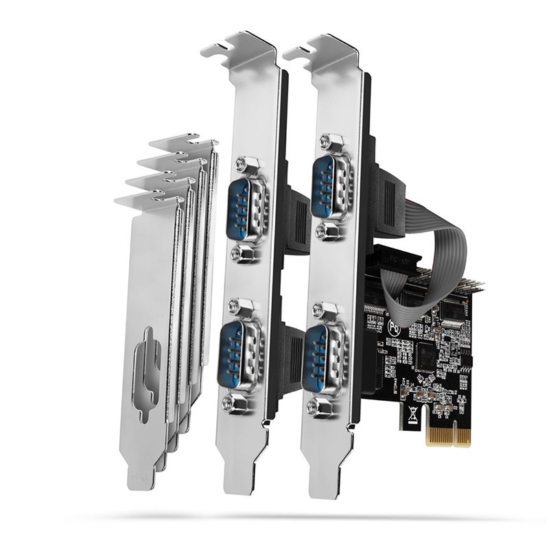 AXAGON PCIe-lisäkortti, 4x sarjaportti (RS-232/DB9 uros)