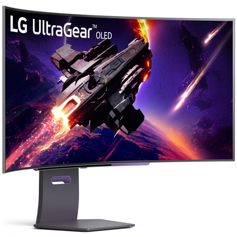 LG 44,5" UltraGear OLED 45GS95QE-B, kaareva 240Hz WQHD-pelimonitori, violetinharmaa