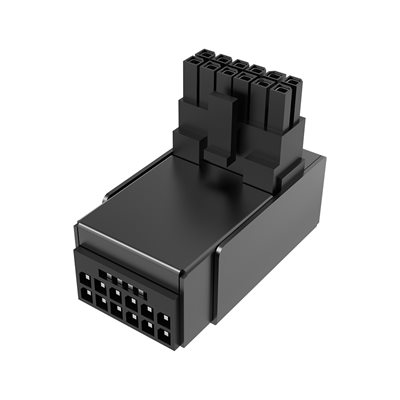 Akasa G-Nexus P16 Plus, 90 asteen kulmamuunnin, 12V-2X6, 12+4-pin uros -> 12+4-pin naaras -adapteri, musta