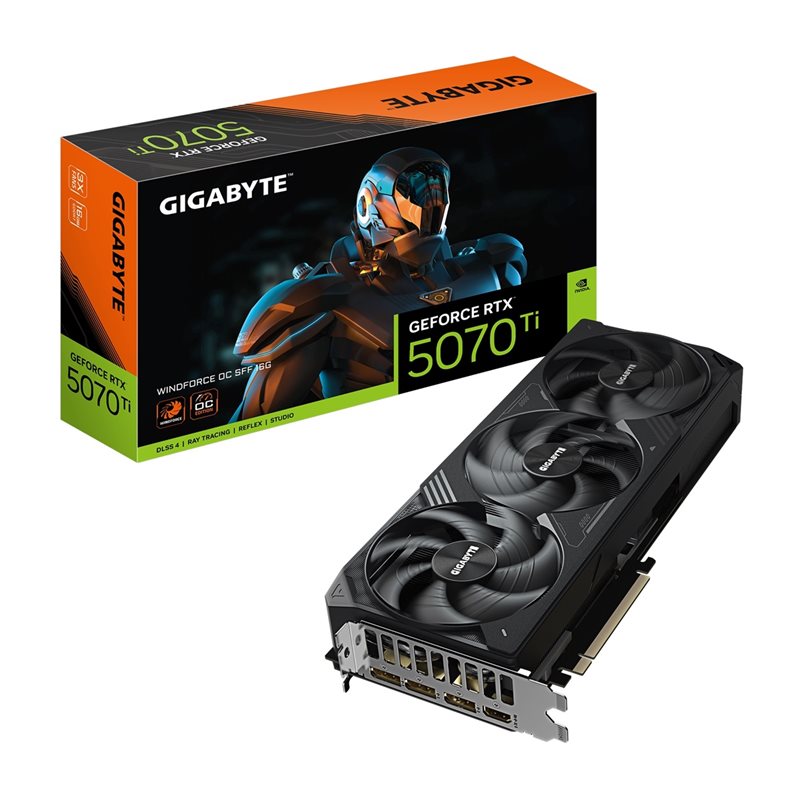 Gigabyte GeForce RTX 5070 Ti WINDFORCE OC SFF -näytönohjain, 16GB GDDR7