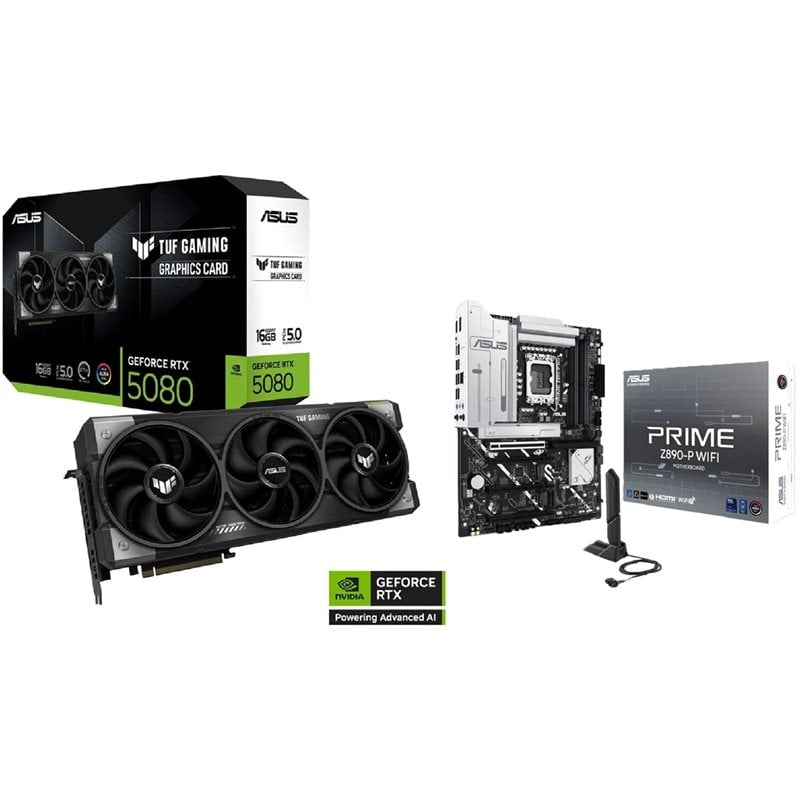 Asus GeForce RTX 5080 TUF Gaming OC + PRIME Z890-P WIFI -tuotepaketti