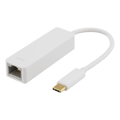 Deltaco Gigabit Ethernet -verkkoadapteri, USB-C, valkoinen