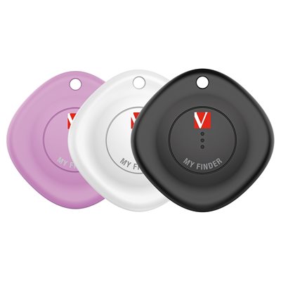 Verbatim My Finder, Bluetooth-paikannin 3-pack, musta + valkoinen + violetti