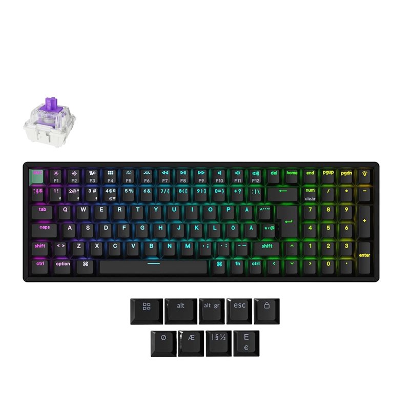 Keychron K4 HE, langaton mekaaninen näppäimistö, 96%, Purple Magnetic Switch, musta