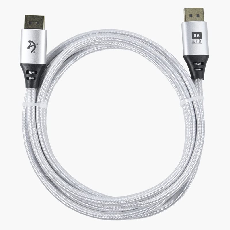 Arozzi DisplayPort 1.4 -näyttökaapeli, 2m, valkoinen