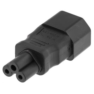 Deltaco Virtasovitin, C14 -> C5, 250V/2,5A, musta