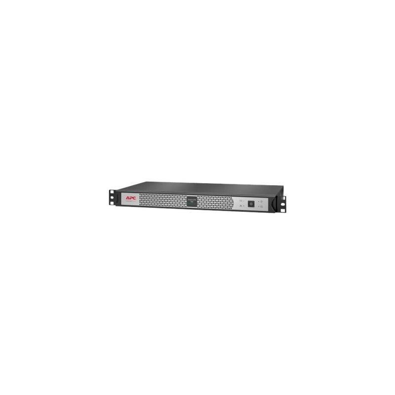 APC Smart-UPS SC SCL500RMI1UNC, räkkiasennettava UPS-laite, 500VA, 1U, musta/hopea