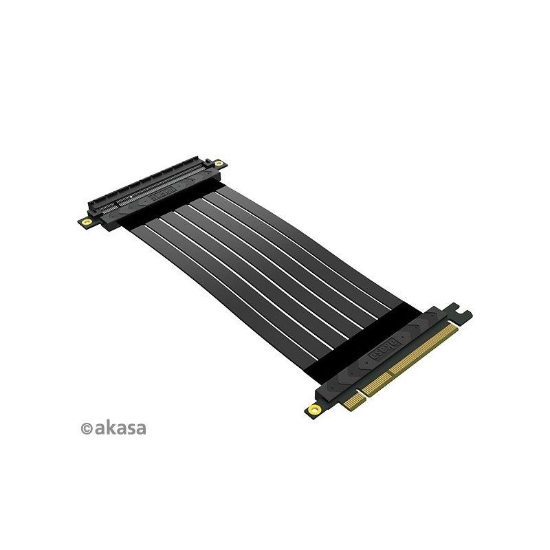 Akasa RISER BLACK X2 Mark IV, PCIe 4.0 x16 riser-kaapeli, 200mm, musta