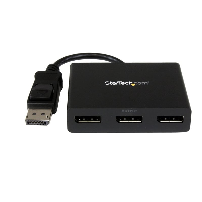 StarTech.com 3-Port Multi Monitor Adapter, DisplayPort 1.2 MST Hub -> Dual 4K 30Hz & 1x1080p -videojakaja, musta
