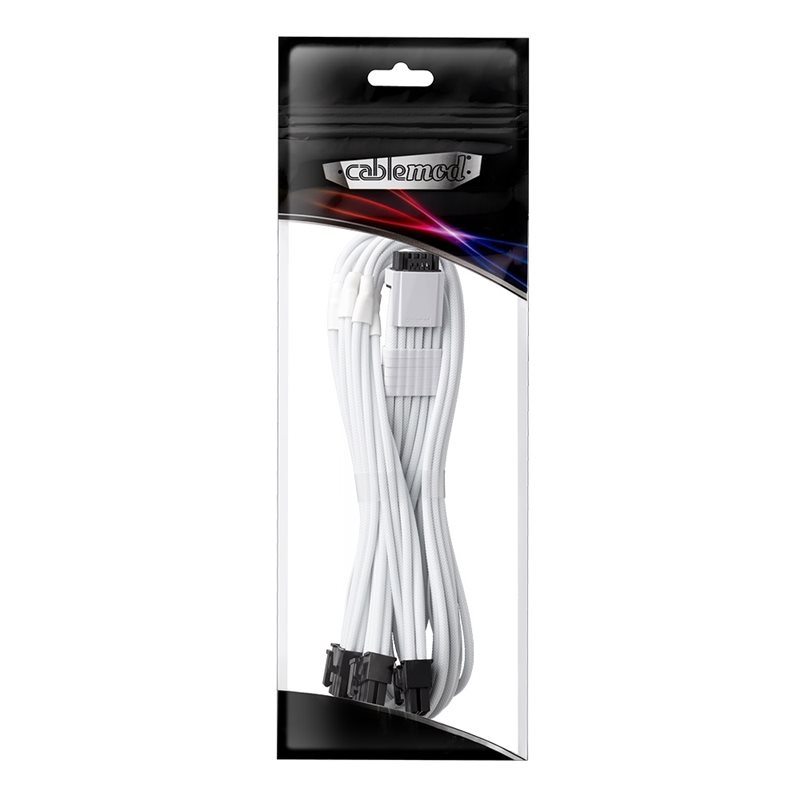 CableMod C-Series Pro ModMesh Sleeved 12VHPWR PCI-e Cable for Corsair (White, 16-pin to Triple 8-pin, 600mm)