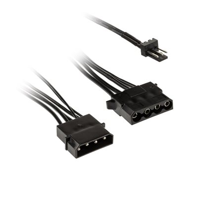 Kolink Tuuletinadapterikaapeli, 3-pin -> 2 x 4-pin Molex, 245mm, musta